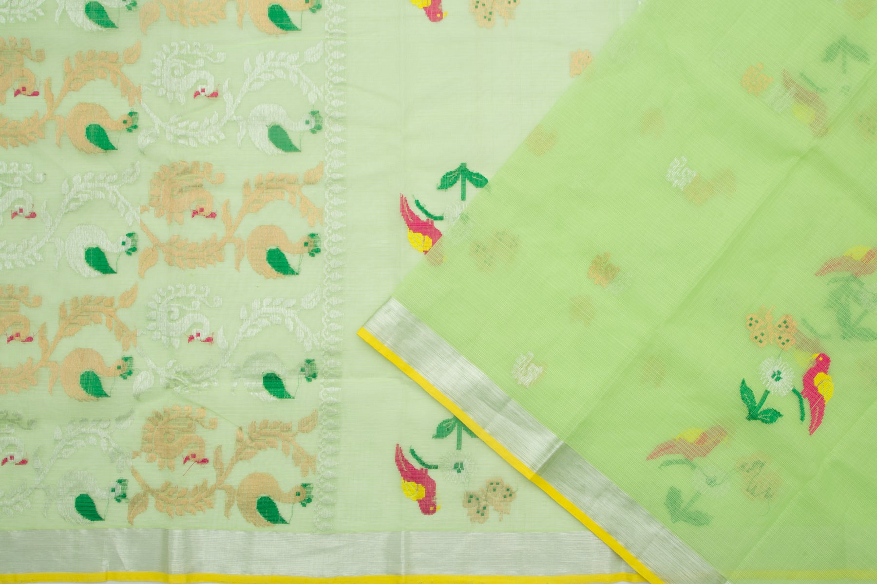 Kota Silk Butta Pastel Green Saree