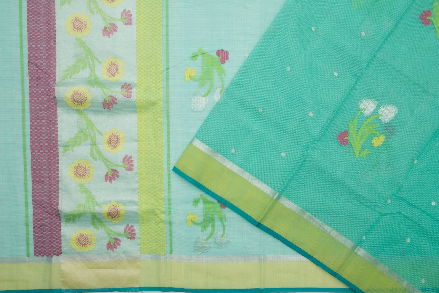 Kota Silk Butta Sea Green Saree