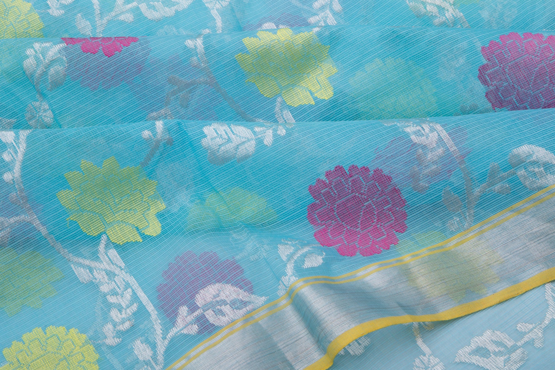 Kota Silk Jaal Sky Blue Saree