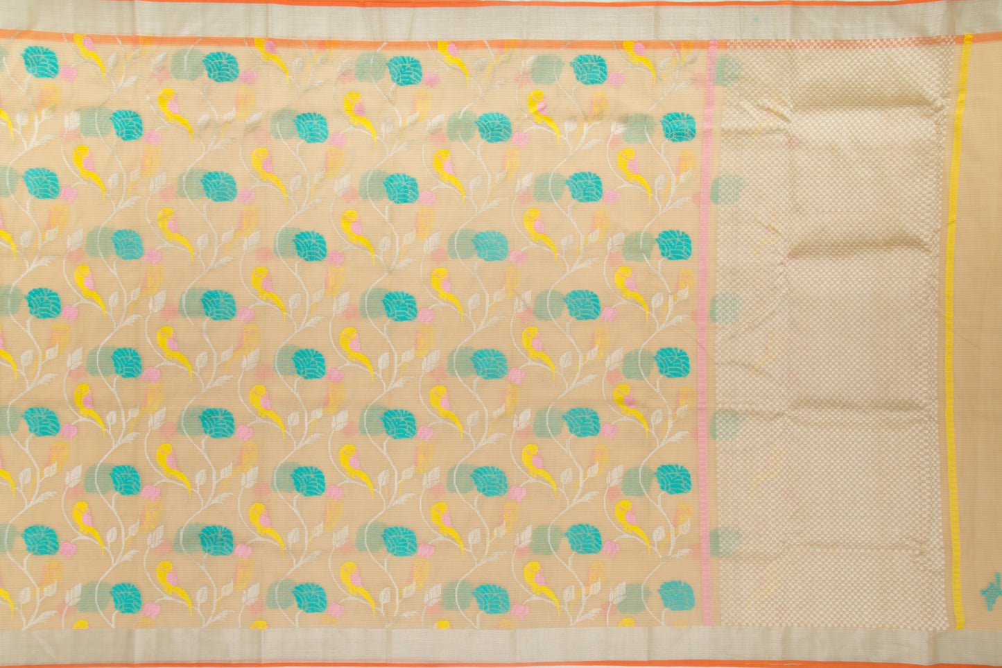 Kota Silk Jaal Pastel Orange Saree