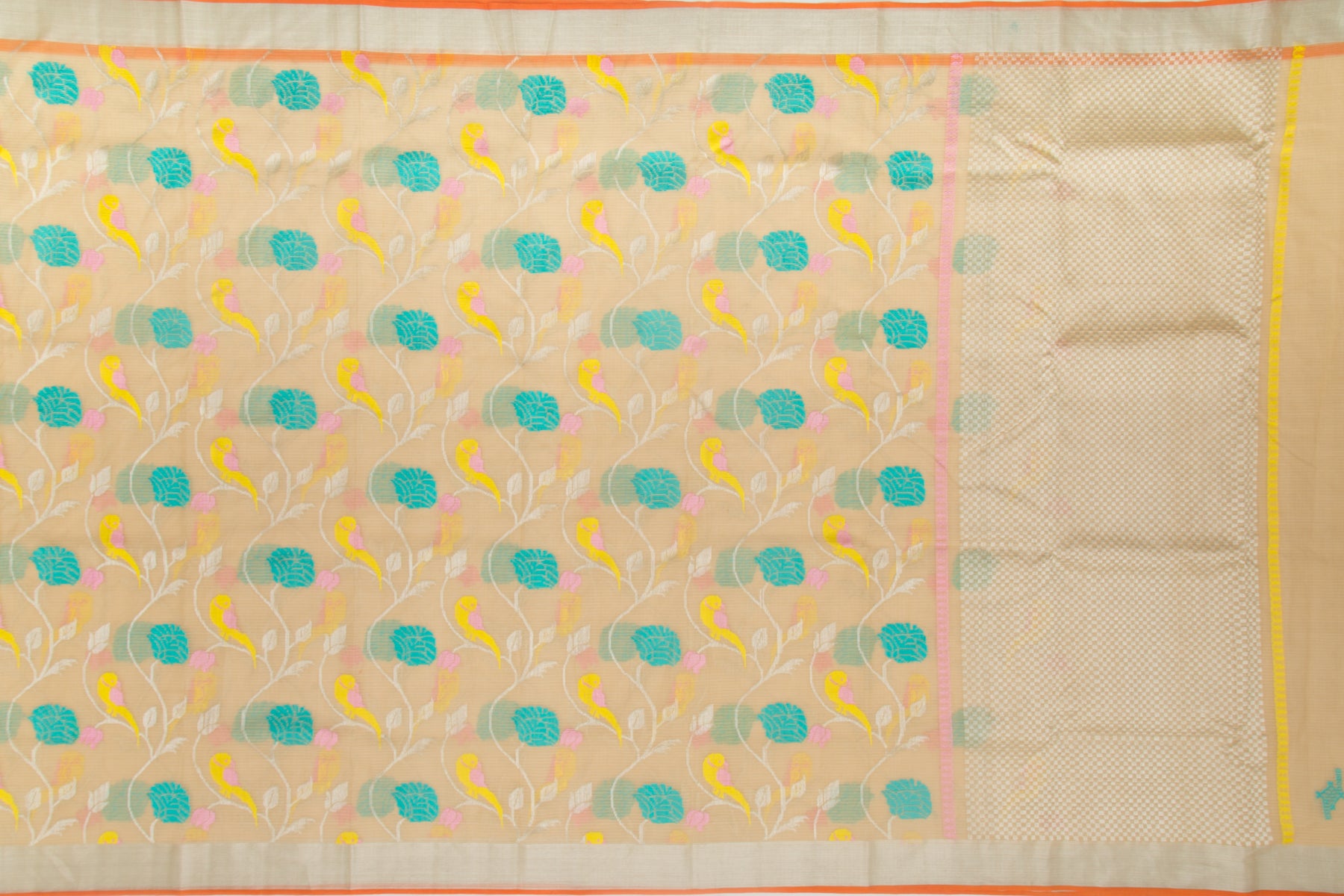 Kota Silk Jaal Pastel Orange Saree