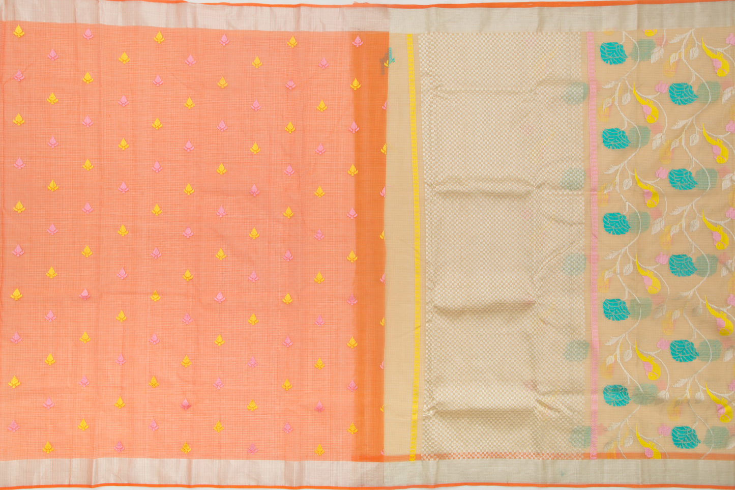 Kota Silk Jaal Pastel Orange Saree