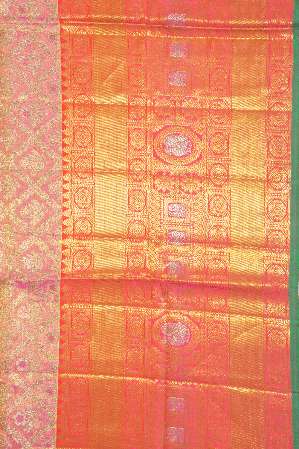 Kanchipuram Silk Tissue Brocade Pink Saree