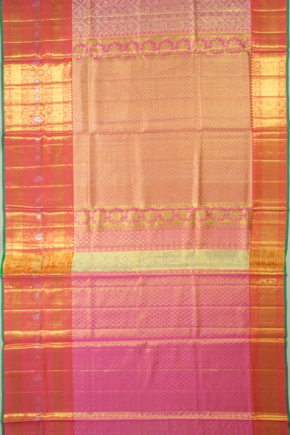 Kanchipuram Silk Tissue Brocade Pink Saree