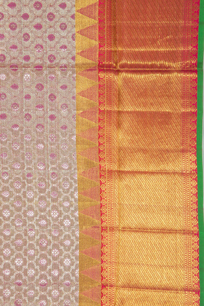 Kanchipuram Silk Tissue Brocade Silver Saree