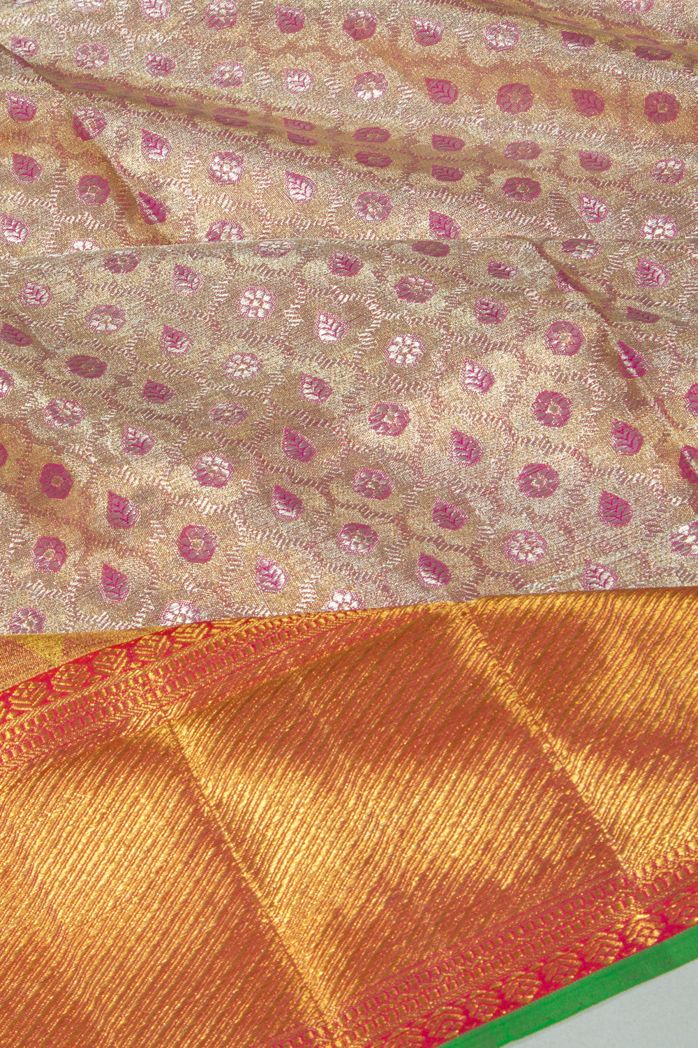 Kanchipuram Silk Tissue Brocade Silver Saree