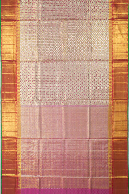 Kanchipuram Silk Tissue Brocade Silver Saree