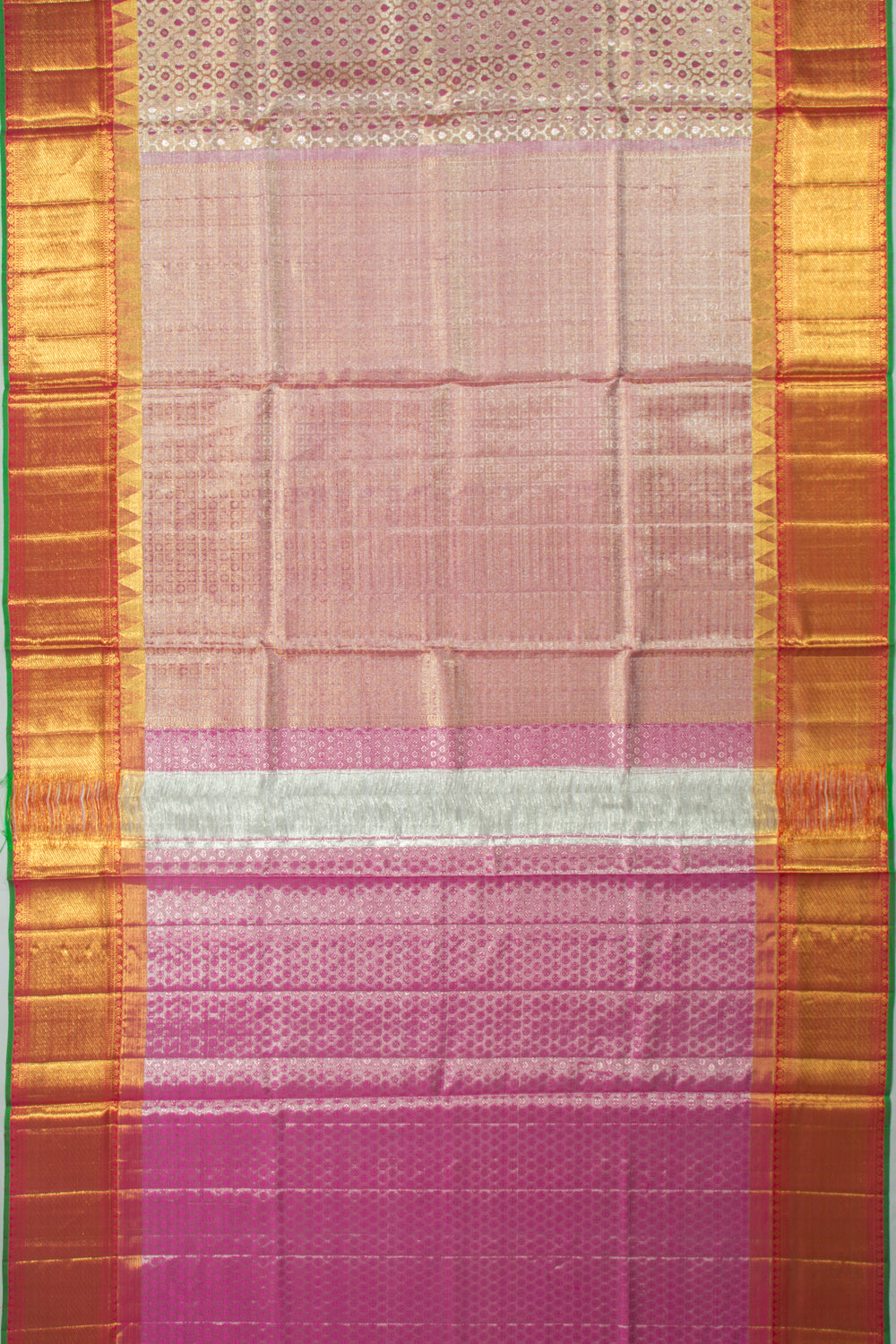 Kanchipuram Silk Tissue Brocade Silver Saree