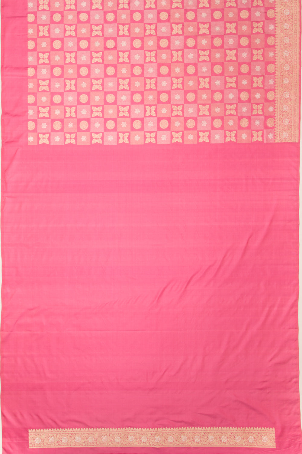 Banarasi Silk Checks and Butta Pink Saree