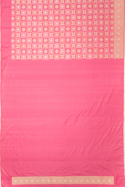 Banarasi Silk Checks and Butta Pink Saree