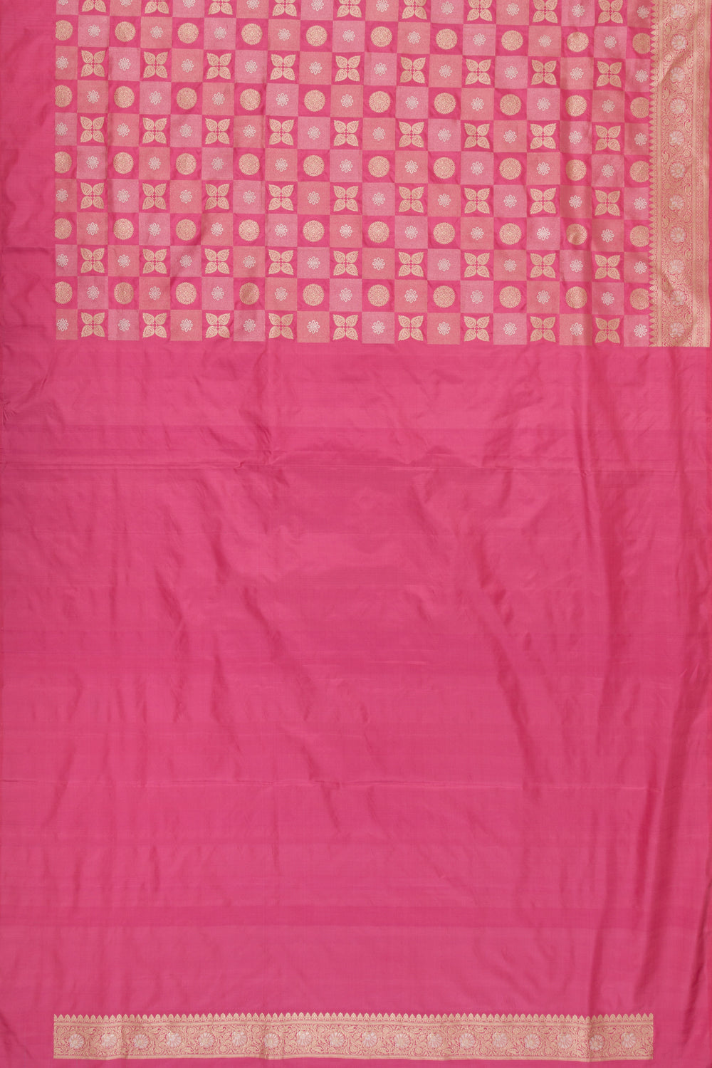Banarasi Silk Checks and Butta Pink Saree
