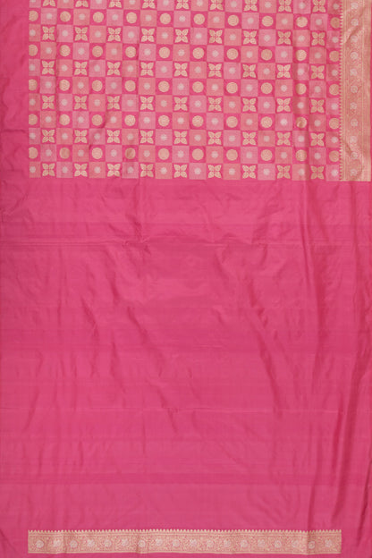 Banarasi Silk Checks and Butta Pink Saree