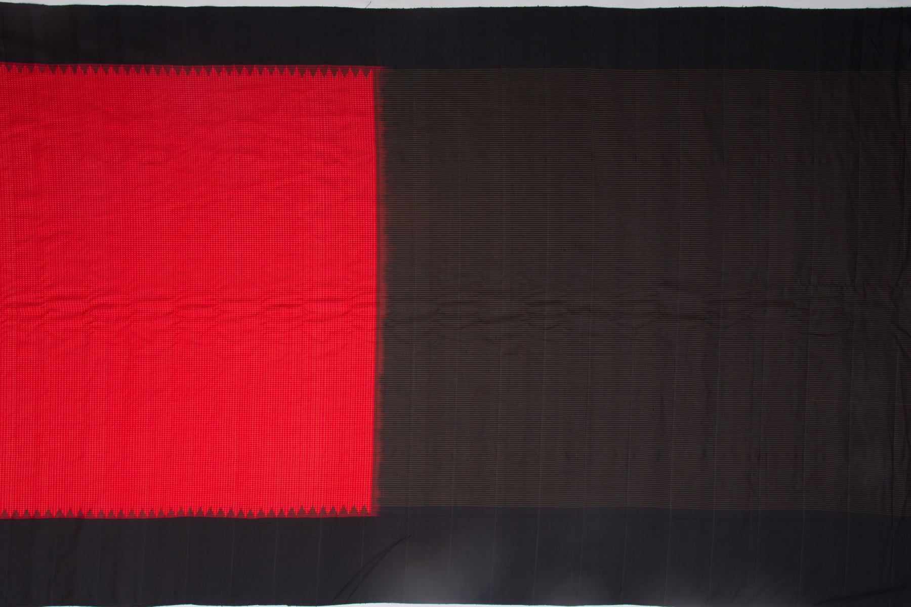 Gadwal Silk Checks Red Saree