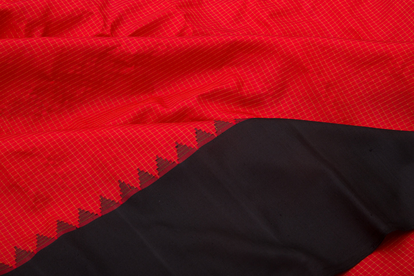 Gadwal Silk Checks Red Saree