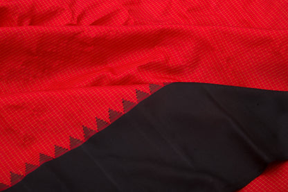 Gadwal Silk Checks Red Saree