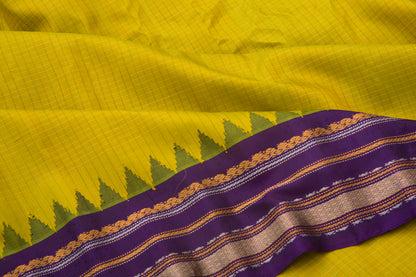 Gadwal Silk Checks Green Saree