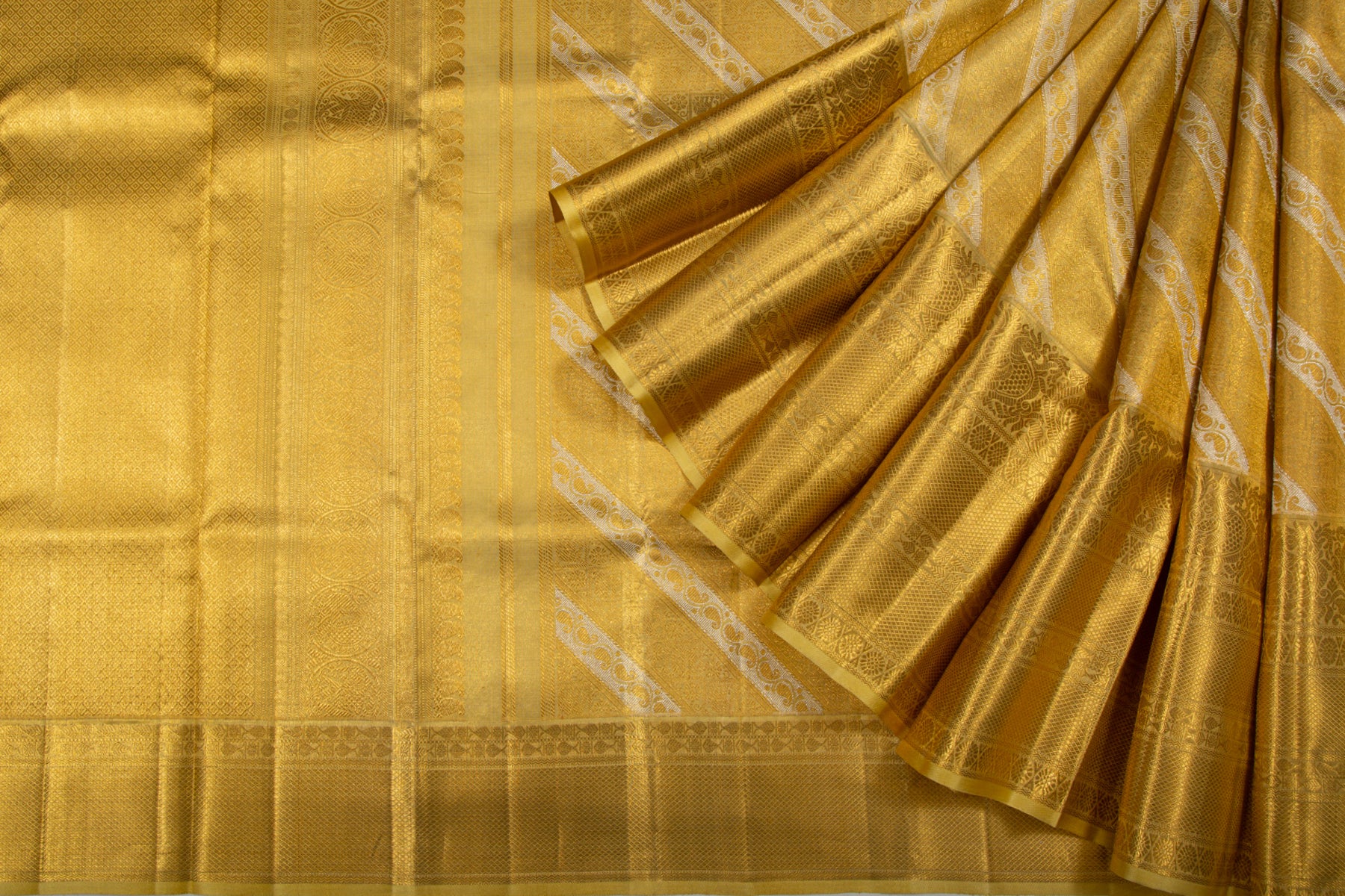 Kanchipuram Silk Tissue Brocade Gold Saree