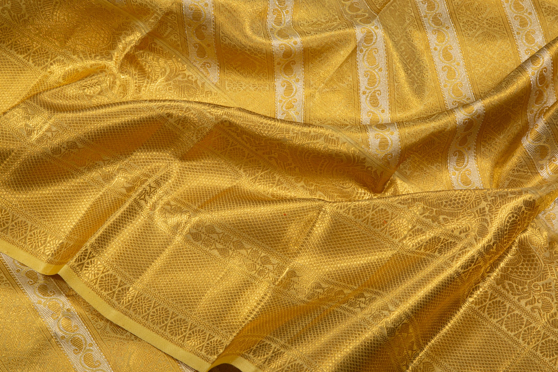 Kanchipuram Silk Tissue Brocade Gold Saree