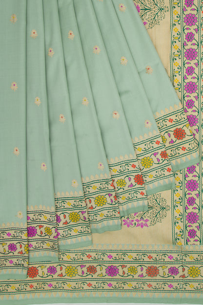 Banarasi Silk Butta Pastel Sage Green Saree