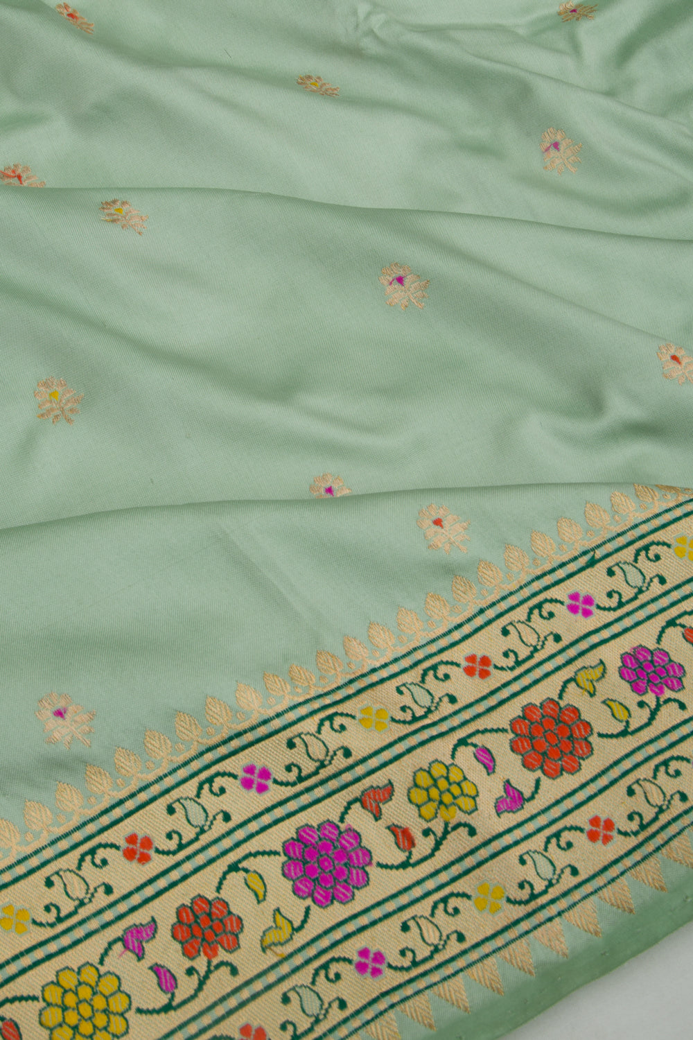 Banarasi Silk Butta Pastel Sage Green Saree
