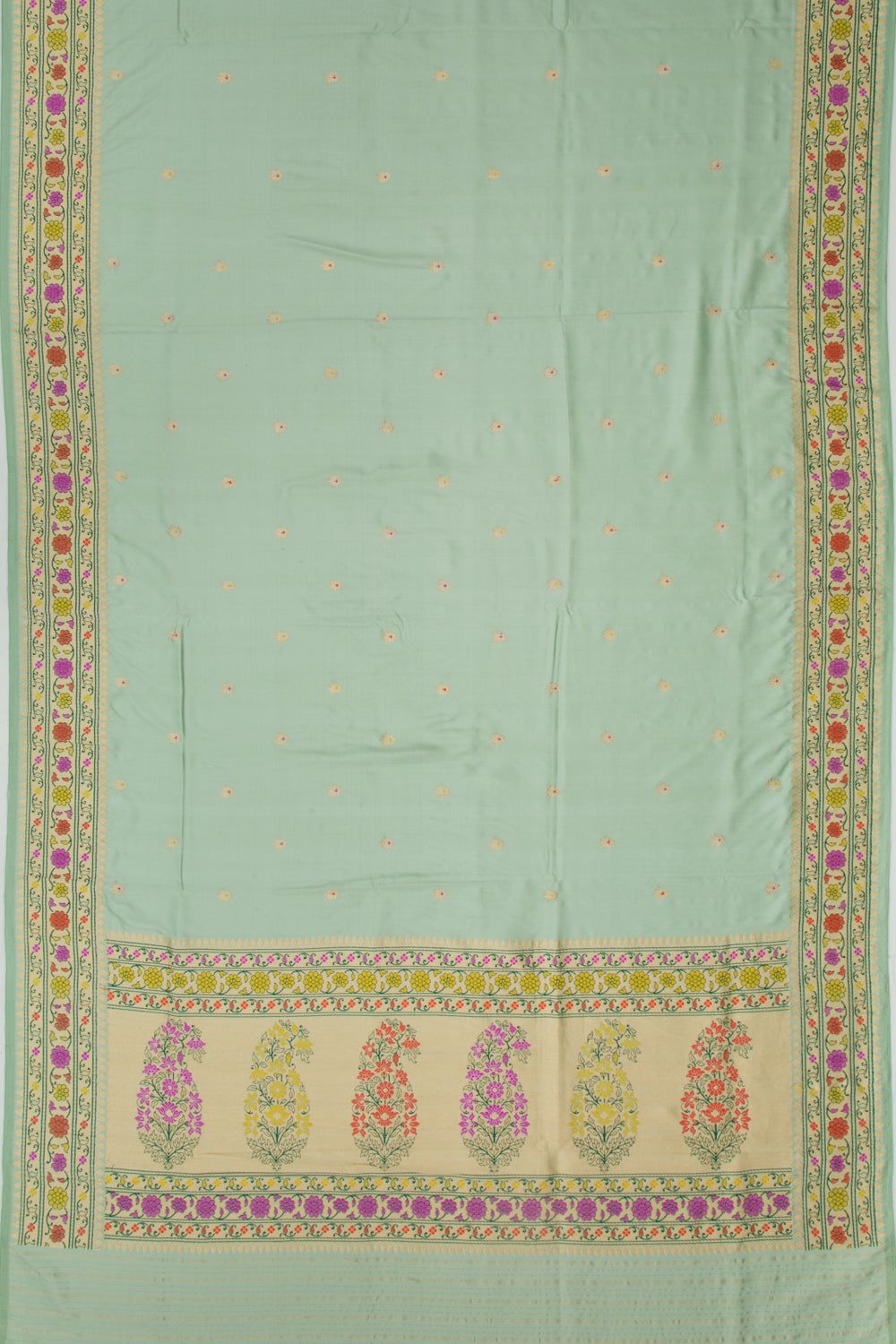 Banarasi Silk Butta Pastel Sage Green Saree