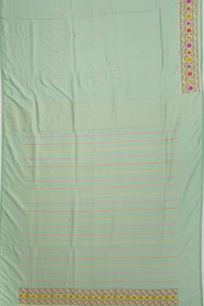 Banarasi Silk Butta Pastel Sage Green Saree