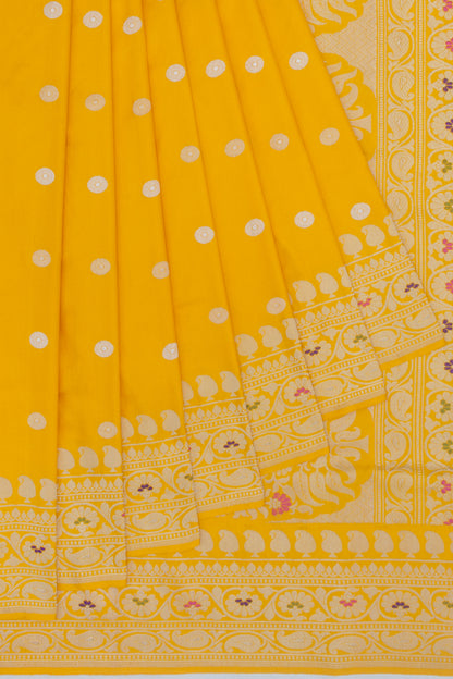 Banarasi Silk Kadwa Jacquard And Butta Yellow Saree