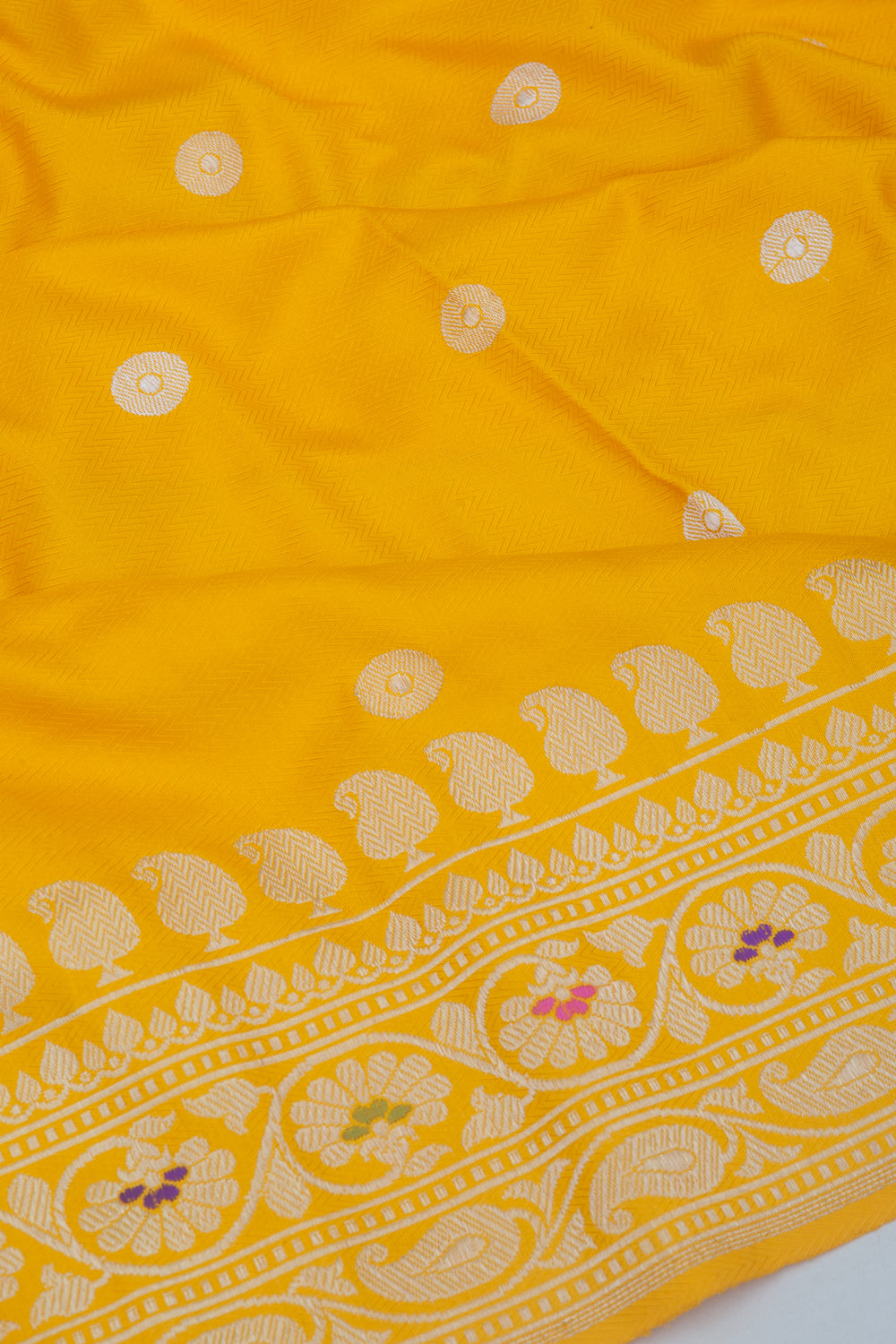 Banarasi Silk Kadwa Jacquard And Butta Yellow Saree