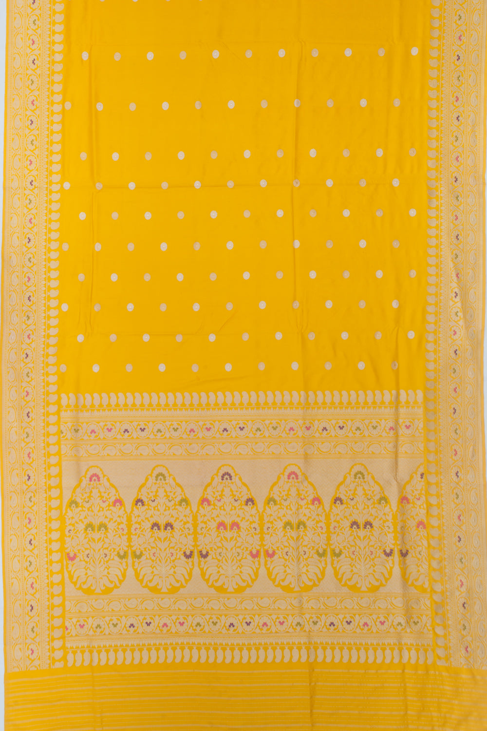Banarasi Silk Kadwa Jacquard And Butta Yellow Saree