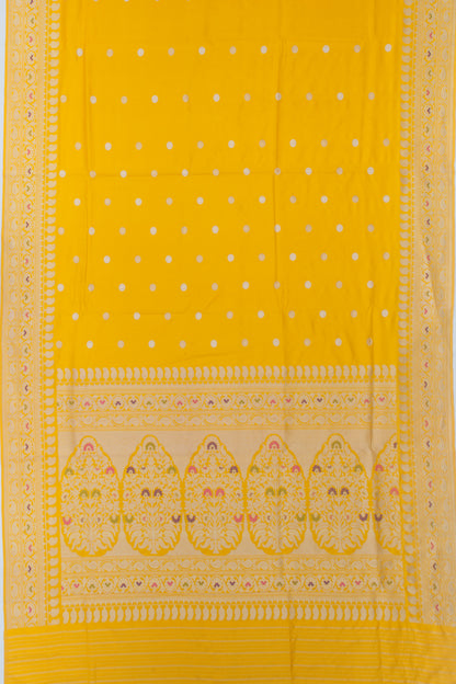 Banarasi Silk Kadwa Jacquard And Butta Yellow Saree