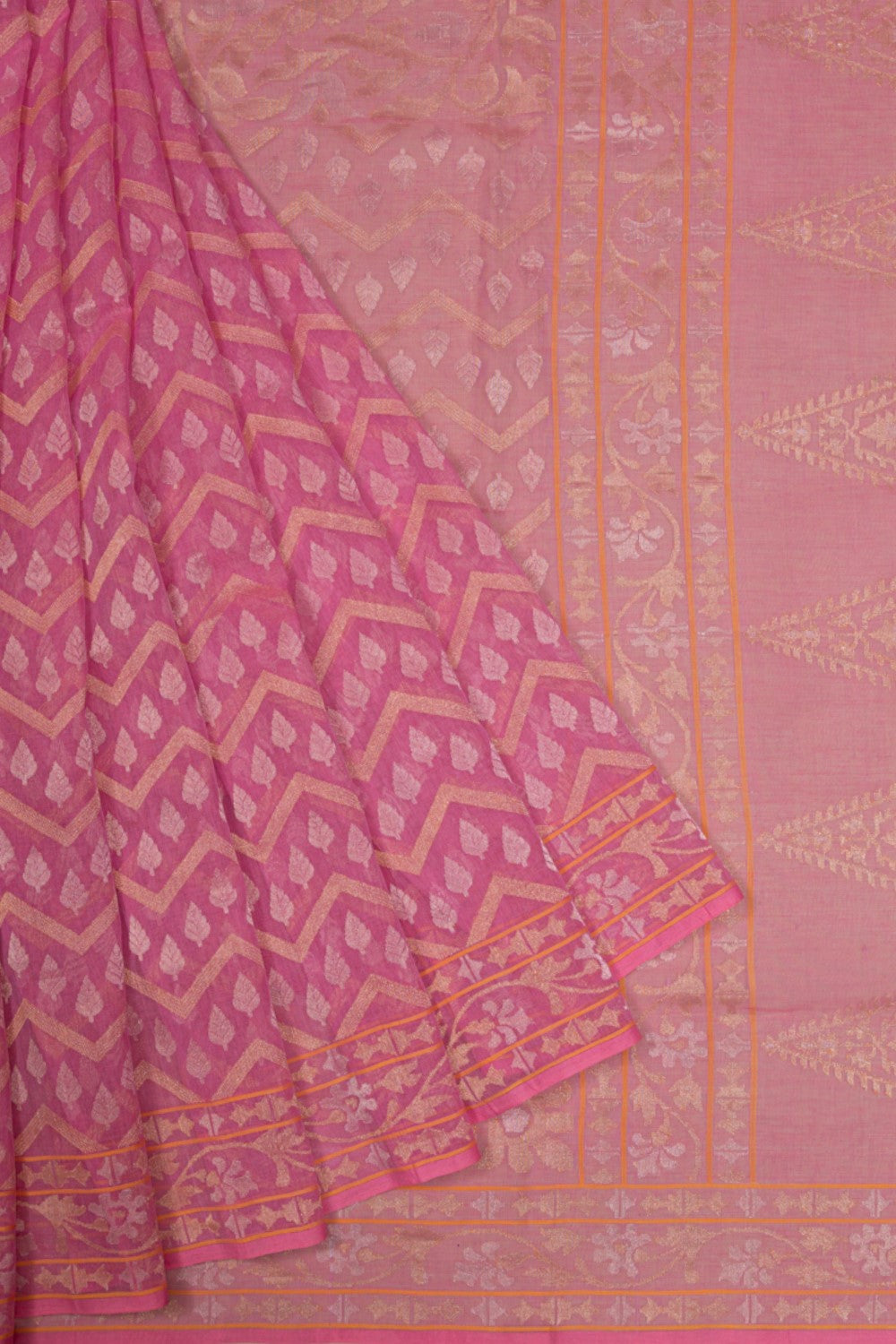 Banarasi Cotton Jamdani Pink Saree