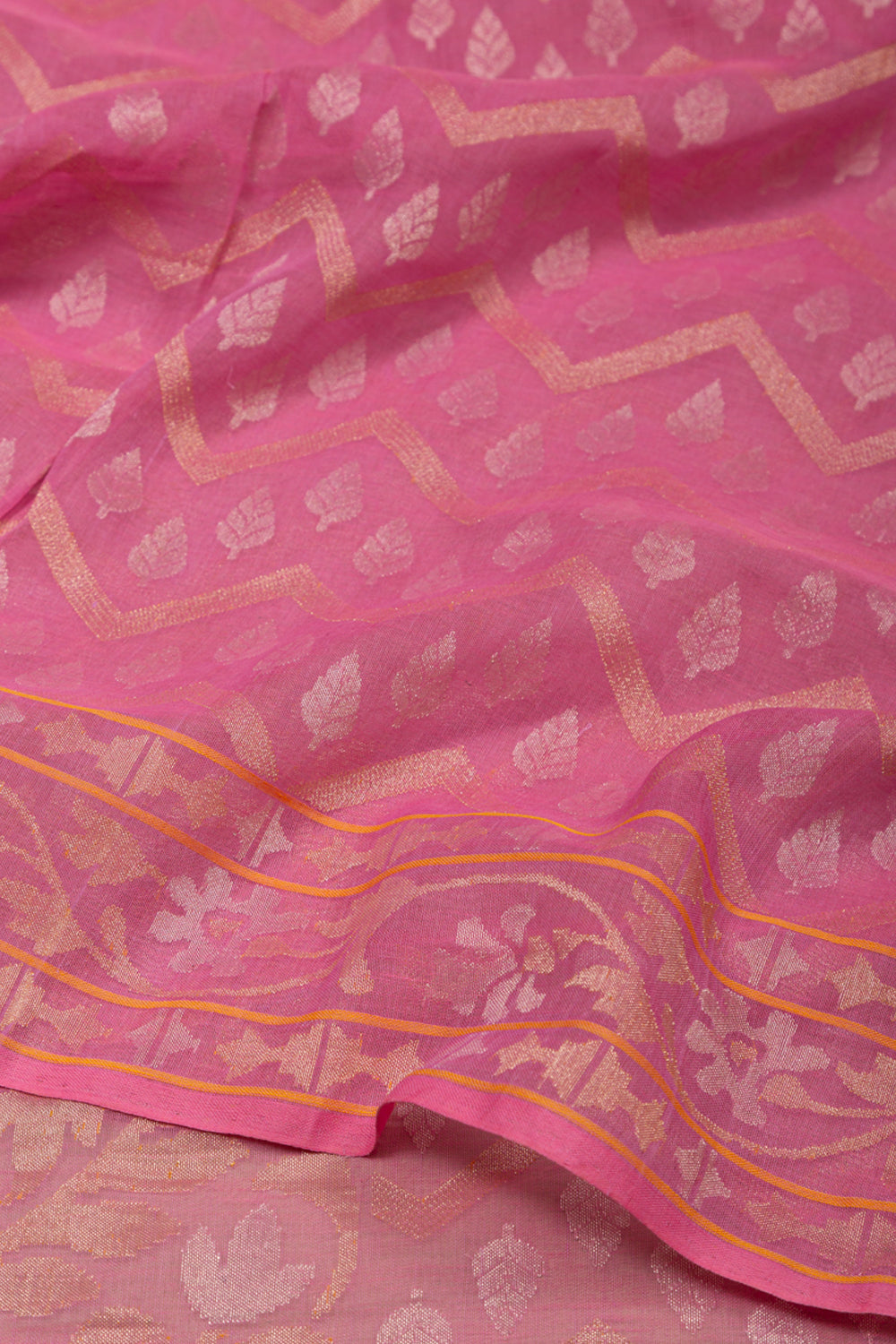 Banarasi Cotton Jamdani Pink Saree