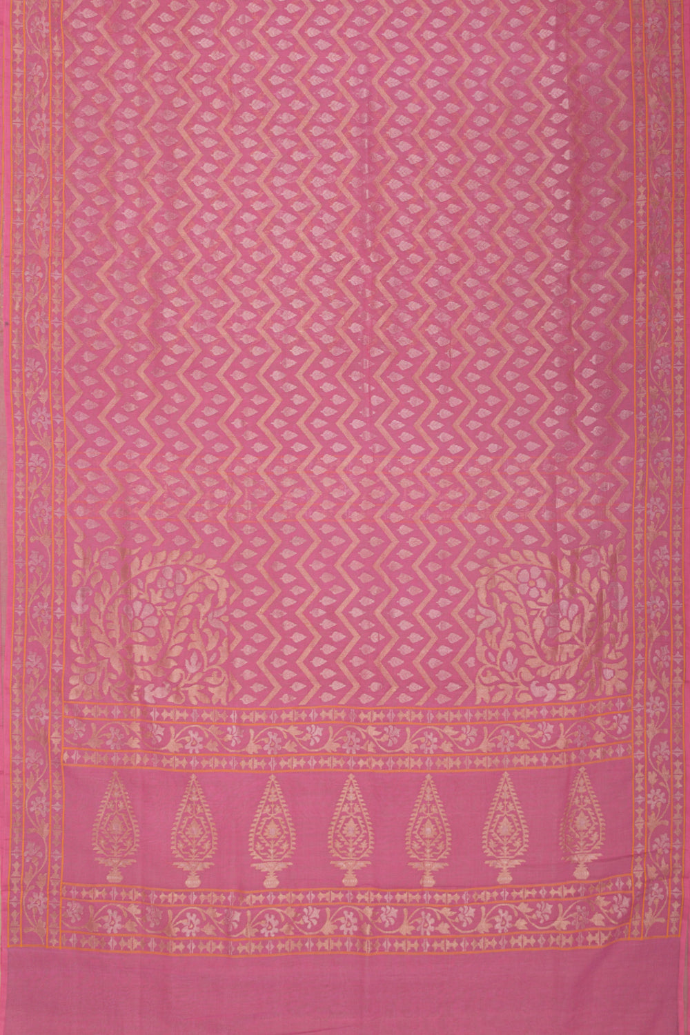 Banarasi Cotton Jamdani Pink Saree