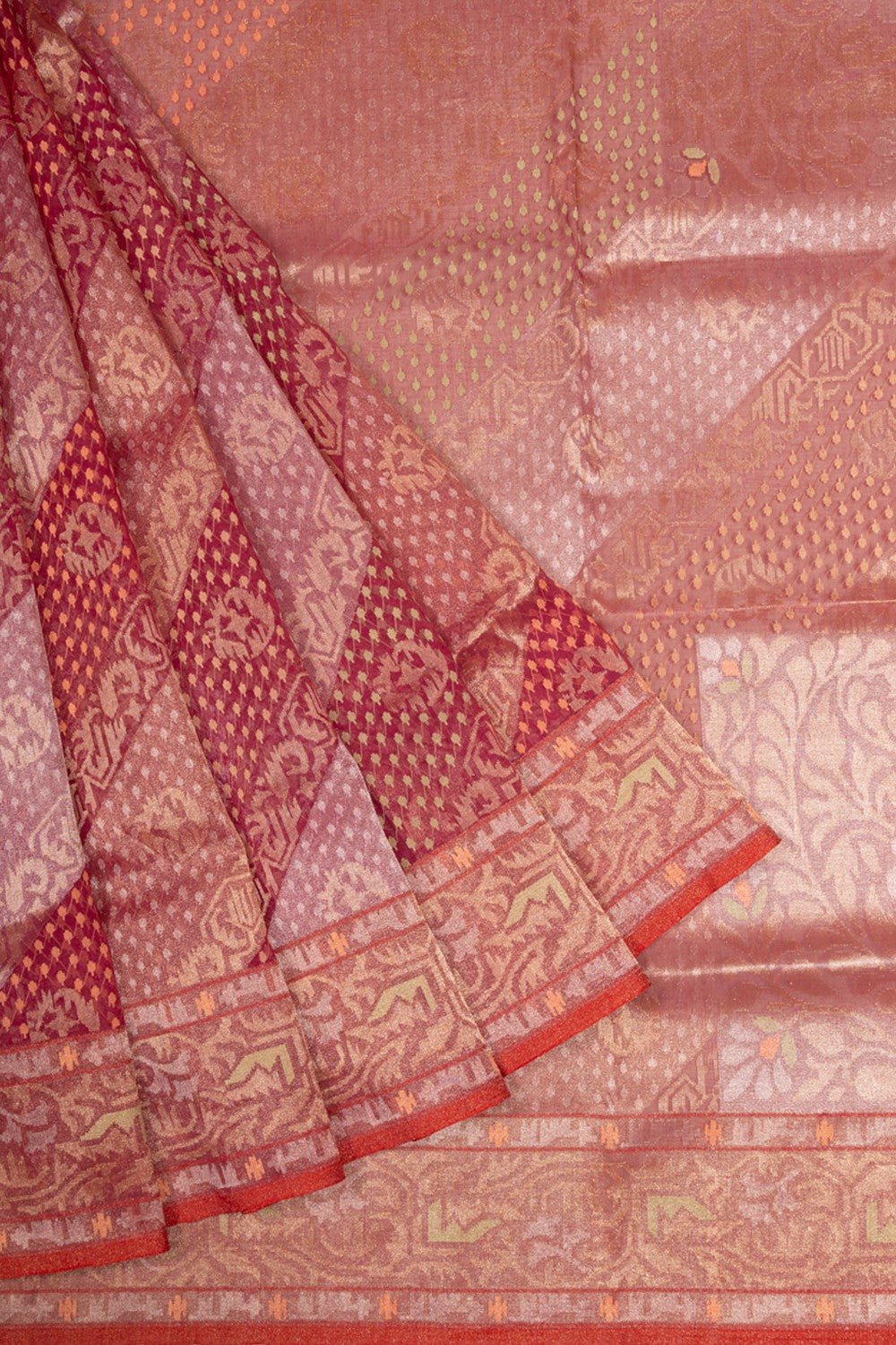 Rakthambari Banarasi Cotton Rangkat Jamdani Red Saree
