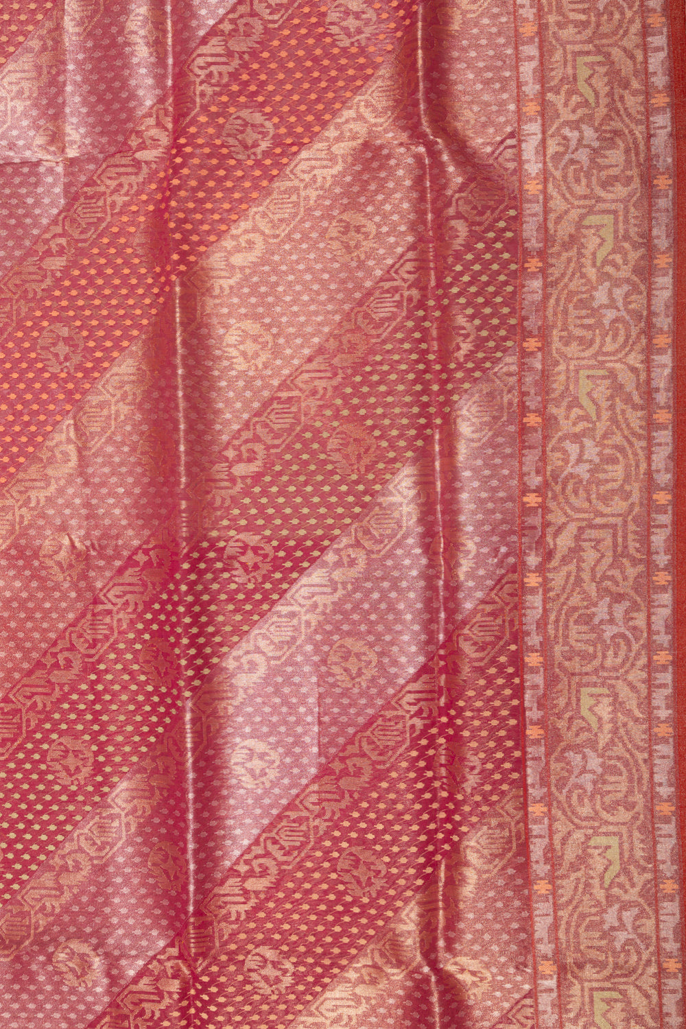 Rakthambari Banarasi Cotton Rangkat Jamdani Red Saree