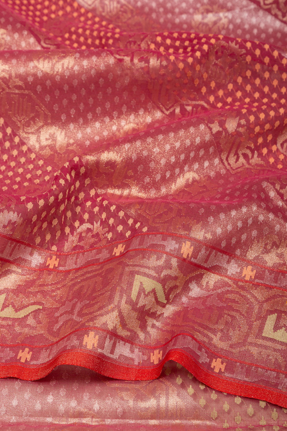 Rakthambari Banarasi Cotton Rangkat Jamdani Red Saree