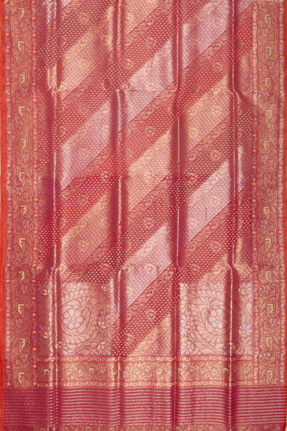 Rakthambari Banarasi Cotton Rangkat Jamdani Red Saree