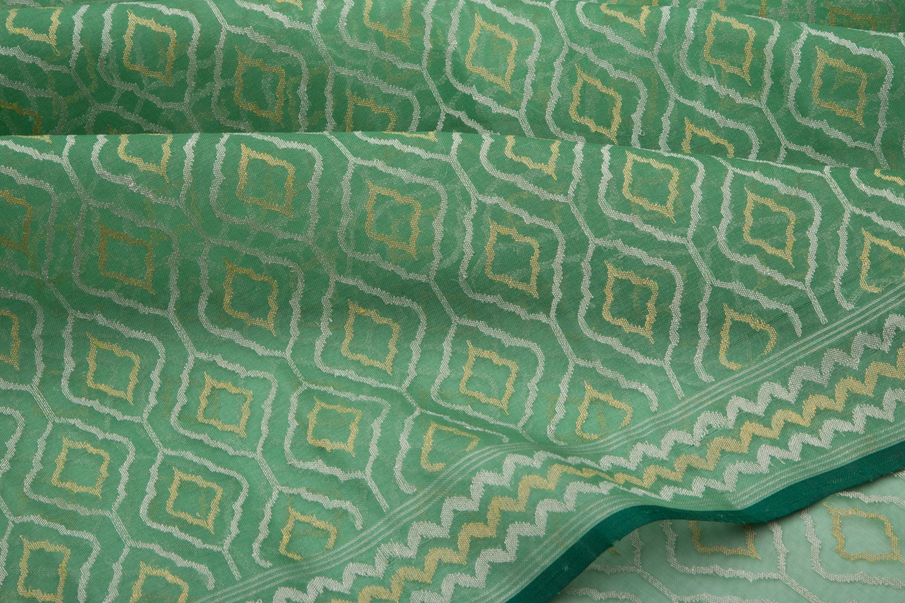 Banarasi Kora Organza Jamdani Green Saree