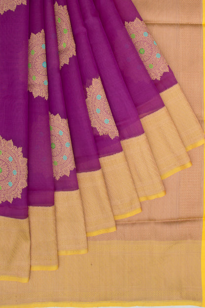 Banarasi Kora Organza Butta Purple Saree