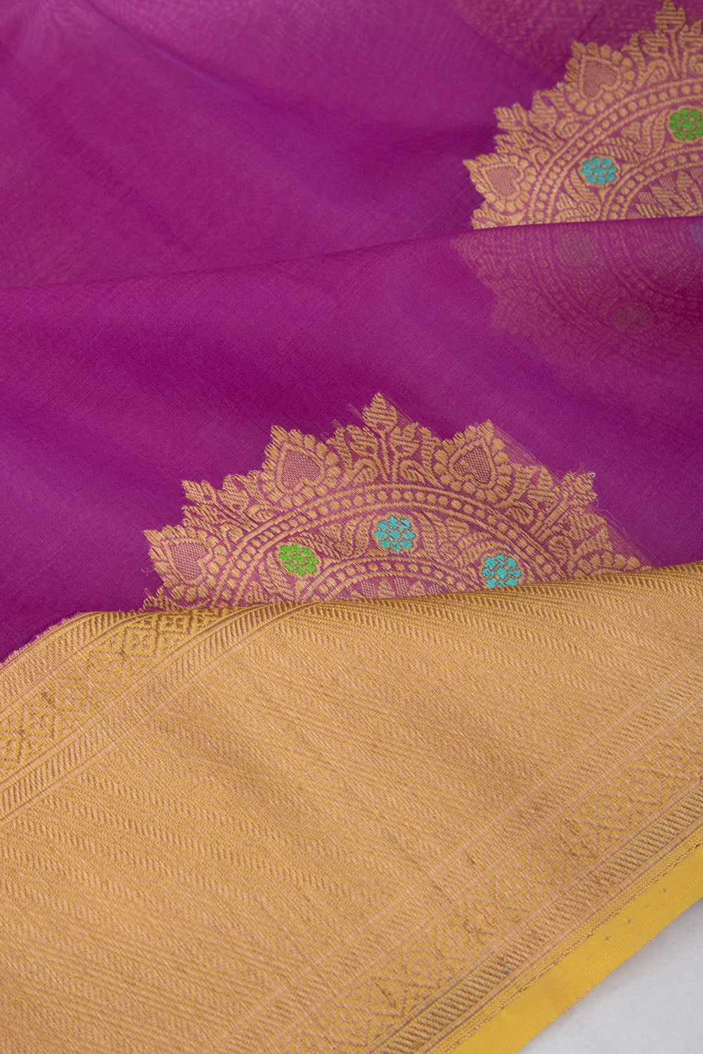 Banarasi Kora Organza Butta Purple Saree