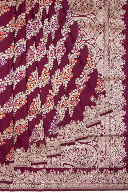 Banarasi Silk Kadwa Leheriya Purple Saree