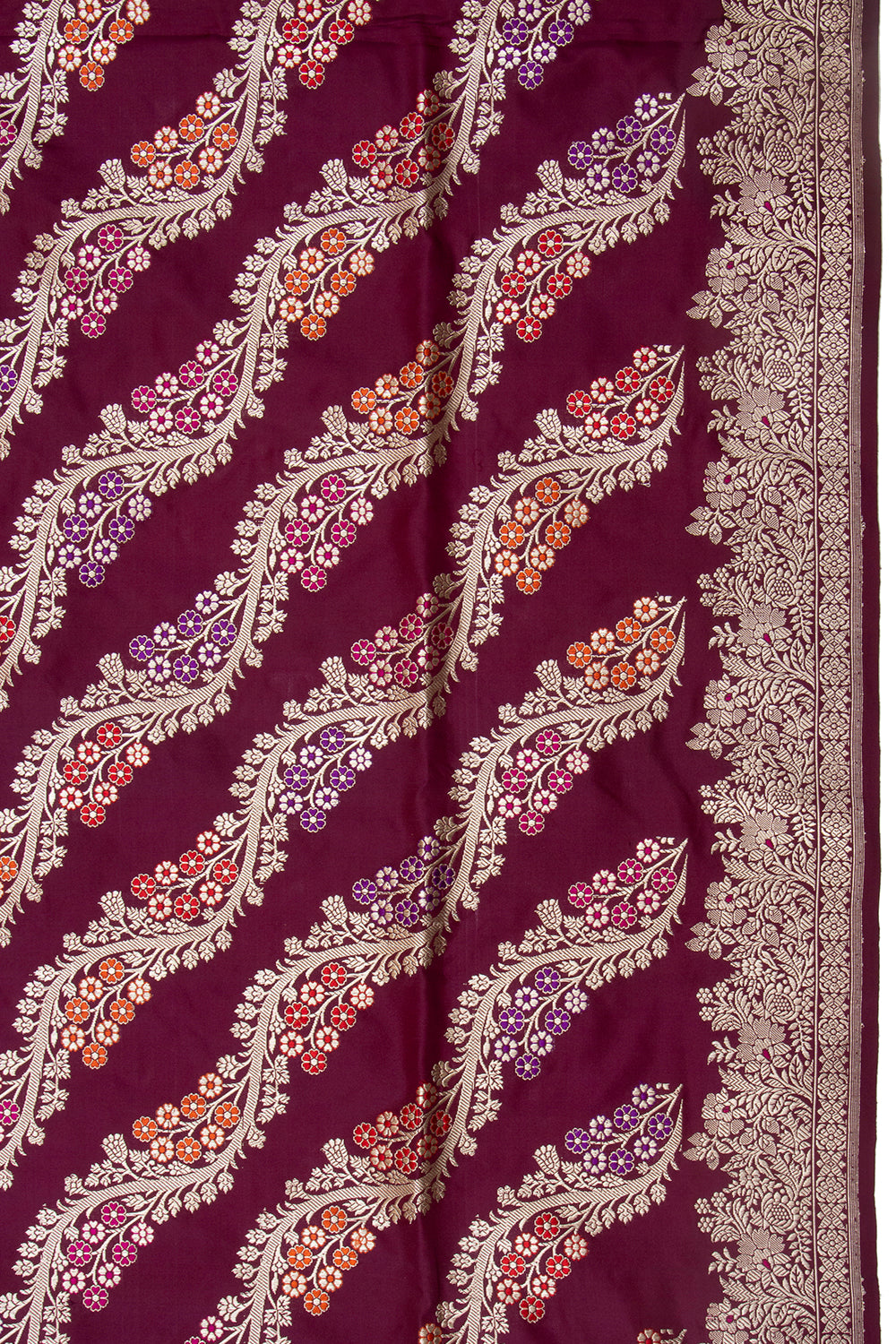 Banarasi Silk Kadwa Leheriya Purple Saree