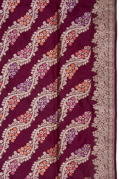 Banarasi Silk Kadwa Leheriya Purple Saree