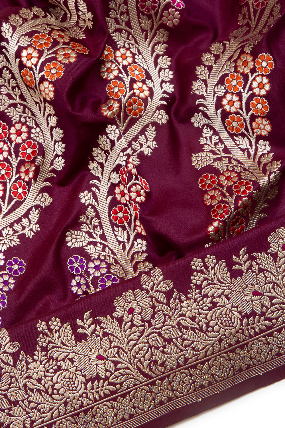 Banarasi Silk Kadwa Leheriya Purple Saree