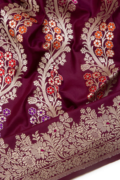 Banarasi Silk Kadwa Leheriya Purple Saree