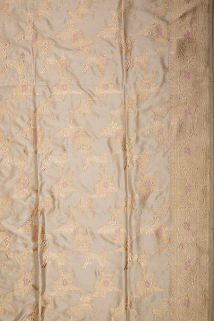 Banarasi Silk Kadwa Jaal Cream Saree