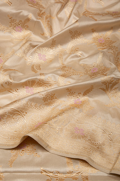 Banarasi Silk Kadwa Jaal Cream Saree