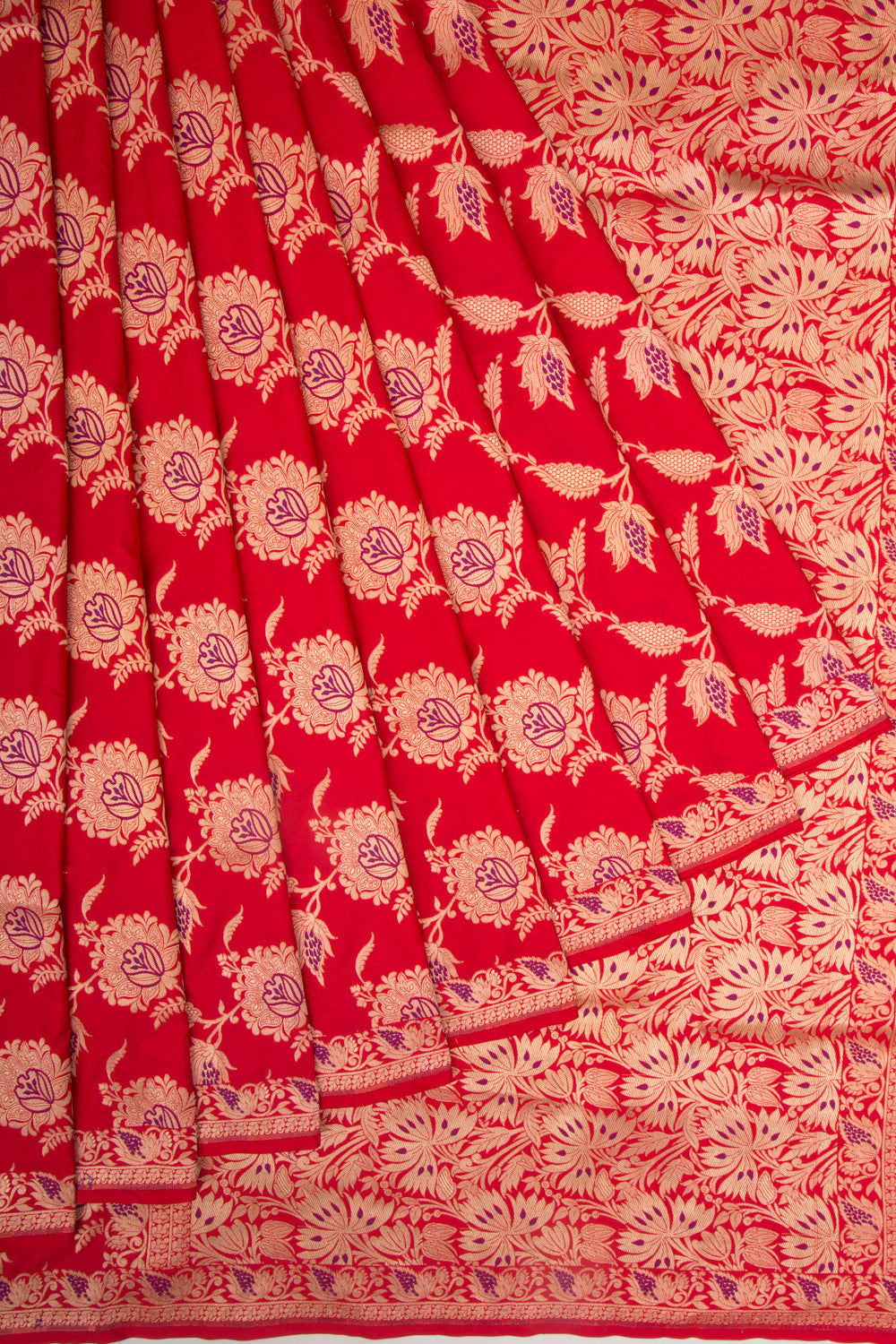 Banarasi Silk Jaal Red Saree