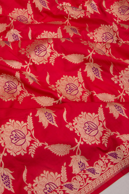 Banarasi Silk Jaal Red Saree