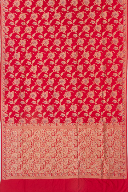 Banarasi Silk Jaal Red Saree